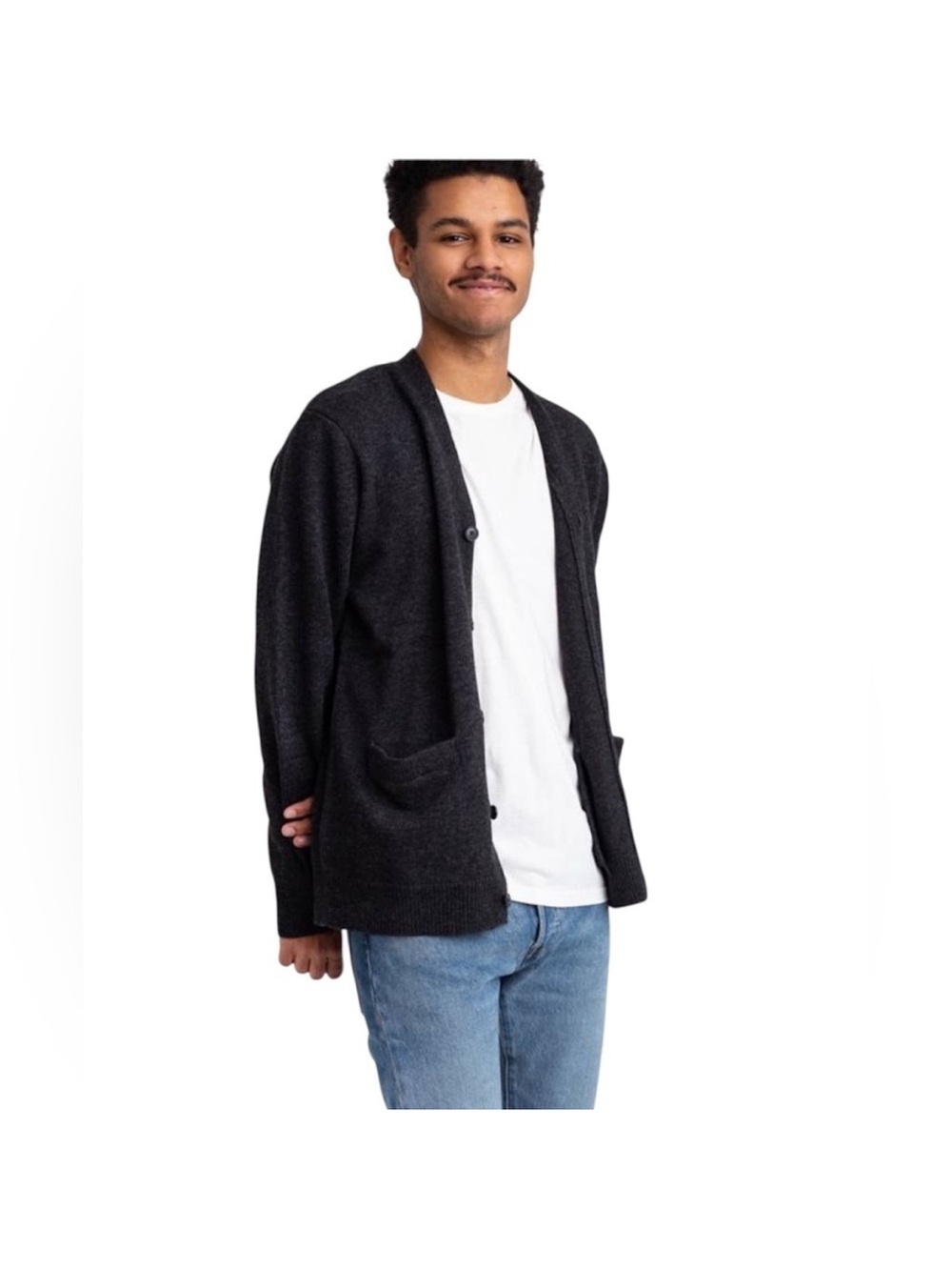Carhartt WIP Allen Button Down Wool Cardigan Sweater Gray size Small